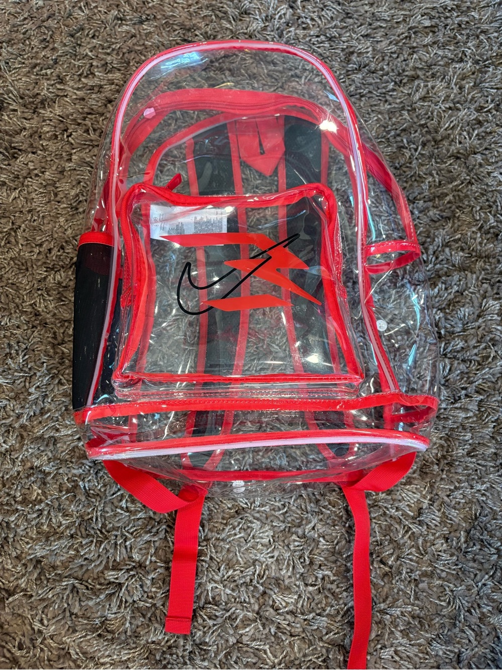 Nike 3Brand Clear Backpack – Red – One size (23L) Red